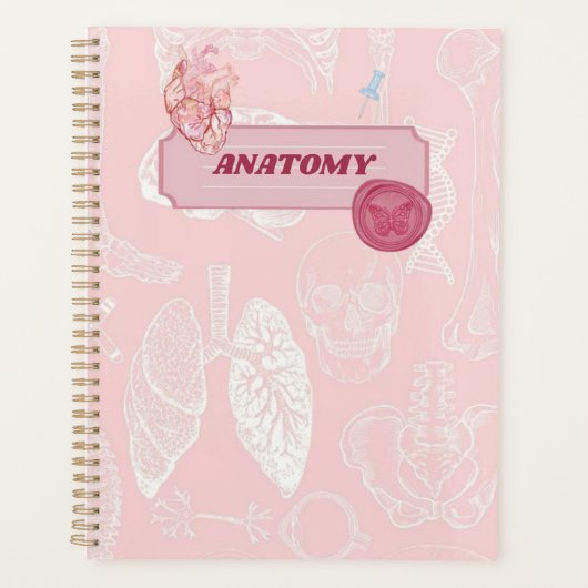 Rosa Anatomie Medizin Student Ästhetik Design Planer (Vorderseite)