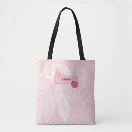 Rosa Anatomie Medizin Student Ästhetik Design Tasche (Vorderseite)