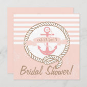 Rosa Anchor Nautical Bridal Dusche Einladung (Vorne/Hinten)