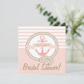 Rosa Anchor Nautical Bridal Dusche Einladung (Stehend Vorderseite)