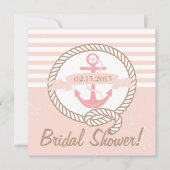 Rosa Anchor Nautical Bridal Dusche Einladung (Vorderseite)