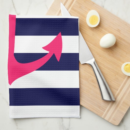 Rosa Anchor-Silhouette Geschirrtuch (Viertel Falte)
