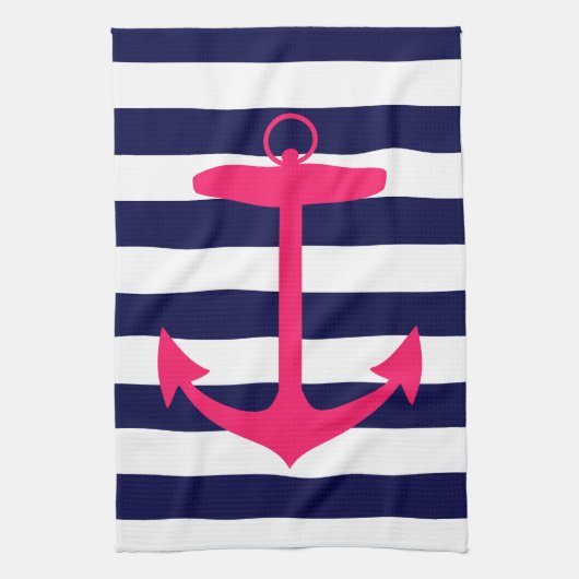 Rosa Anchor-Silhouette Geschirrtuch (Vertikal)