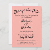 Rosa Ändern Sie das Datum Hochzeit verschoben Mini Save The Date (Vorderseite)