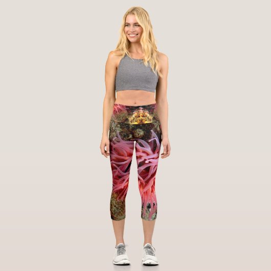 Rosa Anemon Hochwald Capri Leggings (Vorderseite)