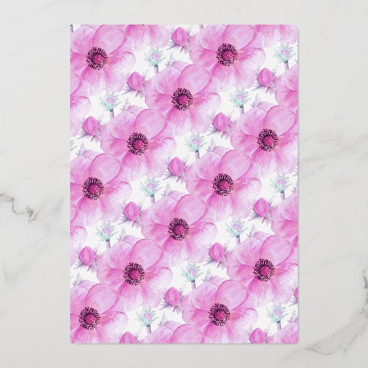 Rosa Anemon Verlobung Folieneinladung (Rückseite)