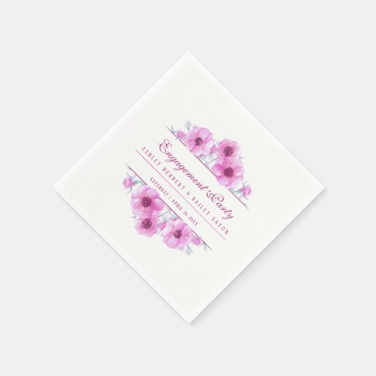 Rosa Anemon Verlobung Serviette (Ecke)