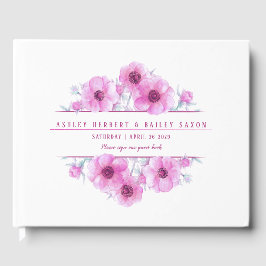 Rosa Anemone Aquarell Hochzeitsbuch Gästebuch