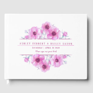 Rosa Anemone Aquarell Hochzeitsbuch Gästebuch