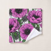 Rosa Anemone Badhandtuch Set (Waschlappen)