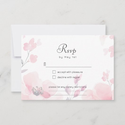 Rosa Anemone Bloral Wedding RSVP Card Karte (Vorderseite)