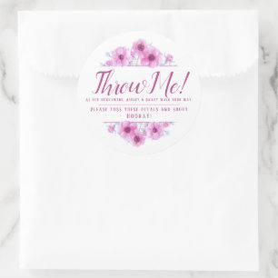 Rosa Anemone Blume Hochzeit werfen mir Blätter Runder Aufkleber