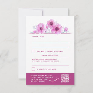Rosa Anemone Blütenhochzeit QR Antwort UAWG