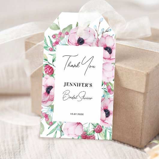 Rosa Anemone Brautparty Geschenkanhänger