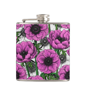 Rosa Anemone Flachmann
