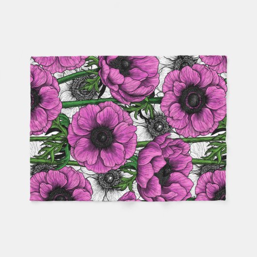 Rosa Anemone Fleecedecke (Vorderseite (Horizontal))