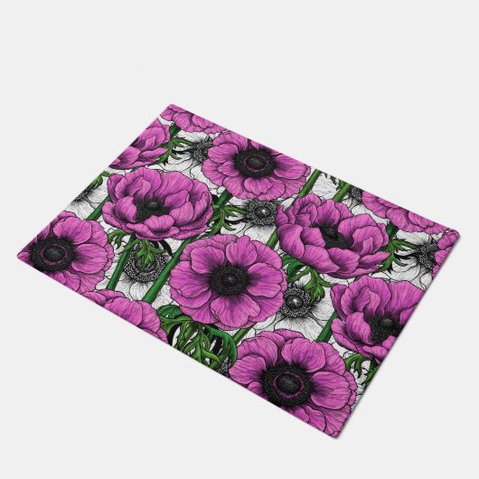 Rosa Anemone Fußmatte (Schrägansicht)