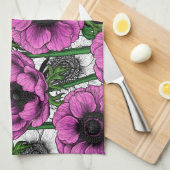 Rosa Anemone Geschirrtuch (Viertel Falte)