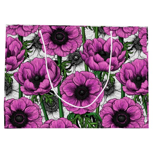 Rosa Anemone Große Geschenktüte (Rückseite)