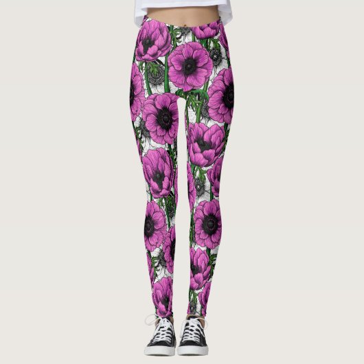 Rosa Anemone Leggings (Vorderseite)