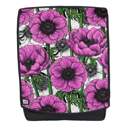 Rosa Anemone Rucksack (Vorderseite)