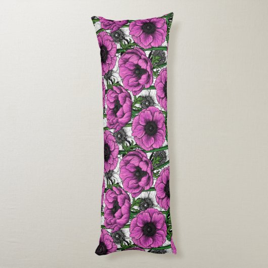 Rosa Anemone Seitenschläferkissen (Rückseite (Vertikal))