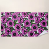 Rosa Anemone Strandtuch (Vorderseite)