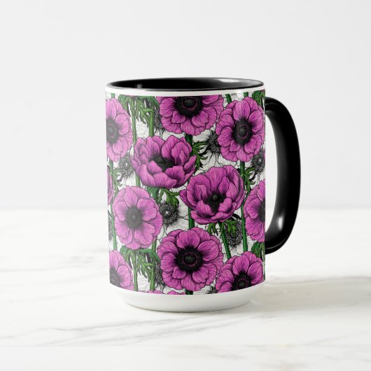 Rosa Anemone Tasse (VorderseiteRechts)