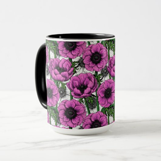 Rosa Anemone Tasse (Vorderseite Links)