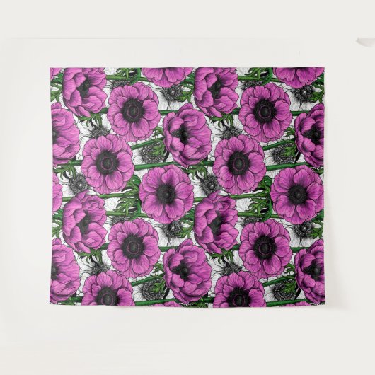 Rosa Anemone Wandteppich (Vorderseite (Horizontal))