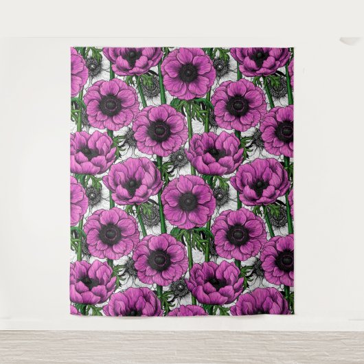 Rosa Anemone Wandteppich (Vorderseite)