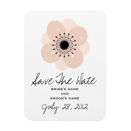 Rosa Anemone Wedding Save the Date Magnet (Vertikal)