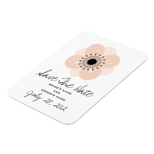 Rosa Anemone Wedding Save the Date Magnet (Linke Seite)