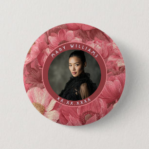 Rosa Anemonen Geburtstagsgeschenk für Tochter Button