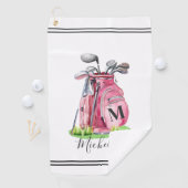 Rosa Anfangsbuchstabe Name Monogramm Golfhandtuch (Insitu)