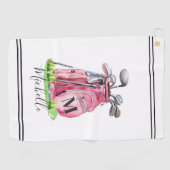 Rosa Anfangsbuchstabe Name Monogramm Golfhandtuch (Horizontal)