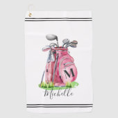 Rosa Anfangsbuchstabe Name Monogramm Golfhandtuch (Vorderseite)