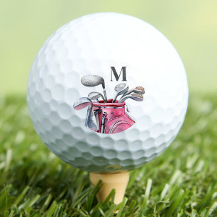 Rosa Anfangsmonogramm Golfball