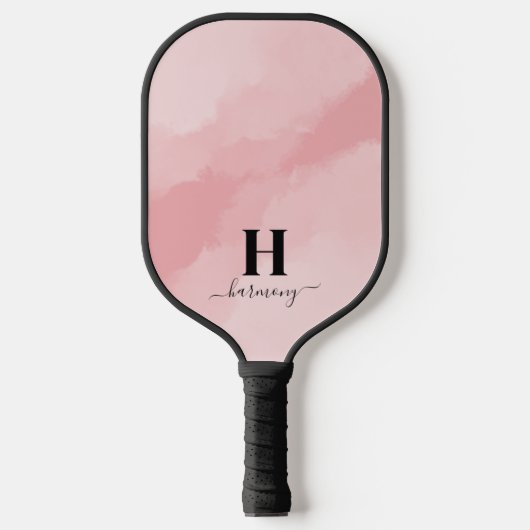 Rosa Anfangsmonogramm Pickleball Schläger (Vorderseite)
