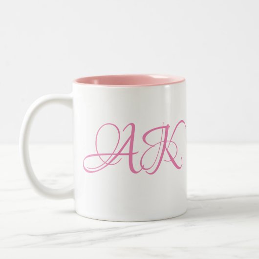 Rosa Anfangsmonogramm-Tasse - KUNDENGERECHT! Zweifarbige Tasse (Links)