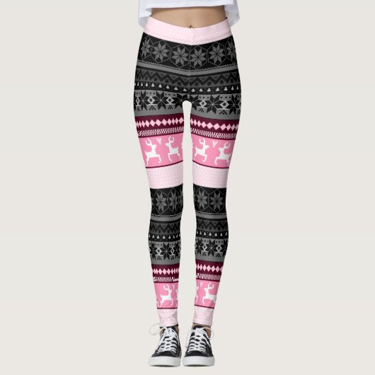 Rosa angemessenes Insel-Muster Leggings (Vorderseite)