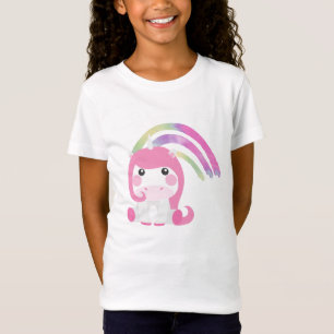 Rosa Angenehmes Einhorn mit Wasserfarbenwald T-Shirt