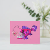 Rosa Anglerfisch Postkarte (Stehend Vorderseite)