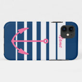 Rosa Anker iPhone 5 Marineblau und -WEISS Case-Mate iPhone Hülle (Rückseite (Horizontal))