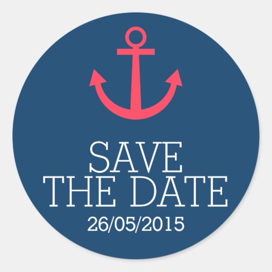 Rosa Anker Save the Date Aufkleber (Vorderseite)