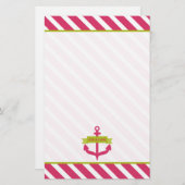 Rosa Anker u. Streifen-personalisiertes Briefpapier (Vorne/Hinten)