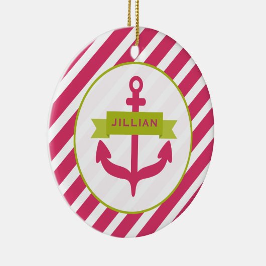 Rosa Anker u. Streifen-Verzierung Keramikornament (Rechts)