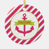 Rosa Anker u. Streifen-Verzierung Keramikornament (Vorne)