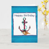 Rosa Anker zum Geburtstag mit Rosa und Muscheln Karte (Gelbe Blume)