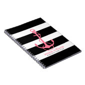 rosa Ankerfarbe mit schwarz auf weißen Streifen Notizblock (Rechte Seite)